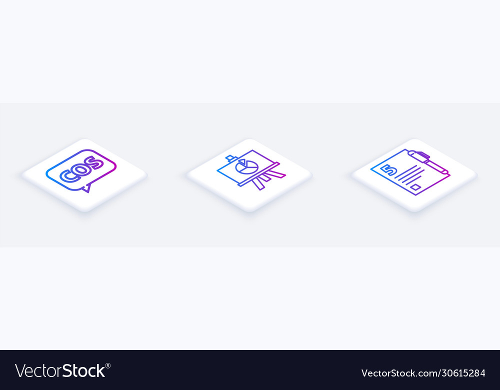 Set isometric line tablet with calculator xyz vector image Set isometric line tablet with calculator xyz