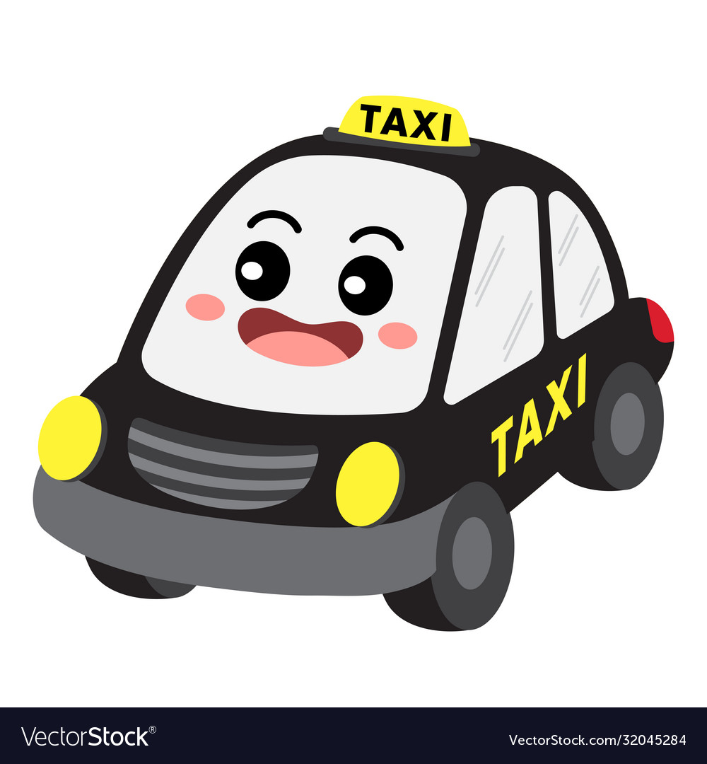 Taxi transportation cartoon character perspective Vector Image Taxi transportation cartoon character perspective Vector Image