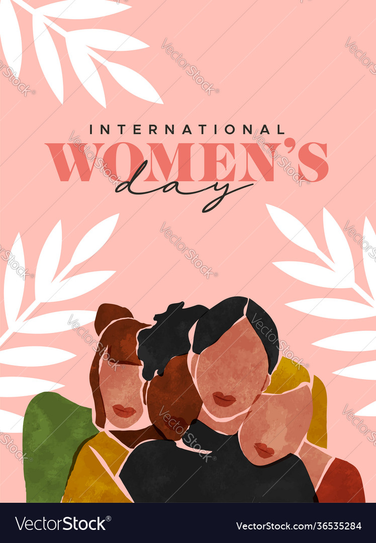 Womens day abstract art woman friend group card Vector Image