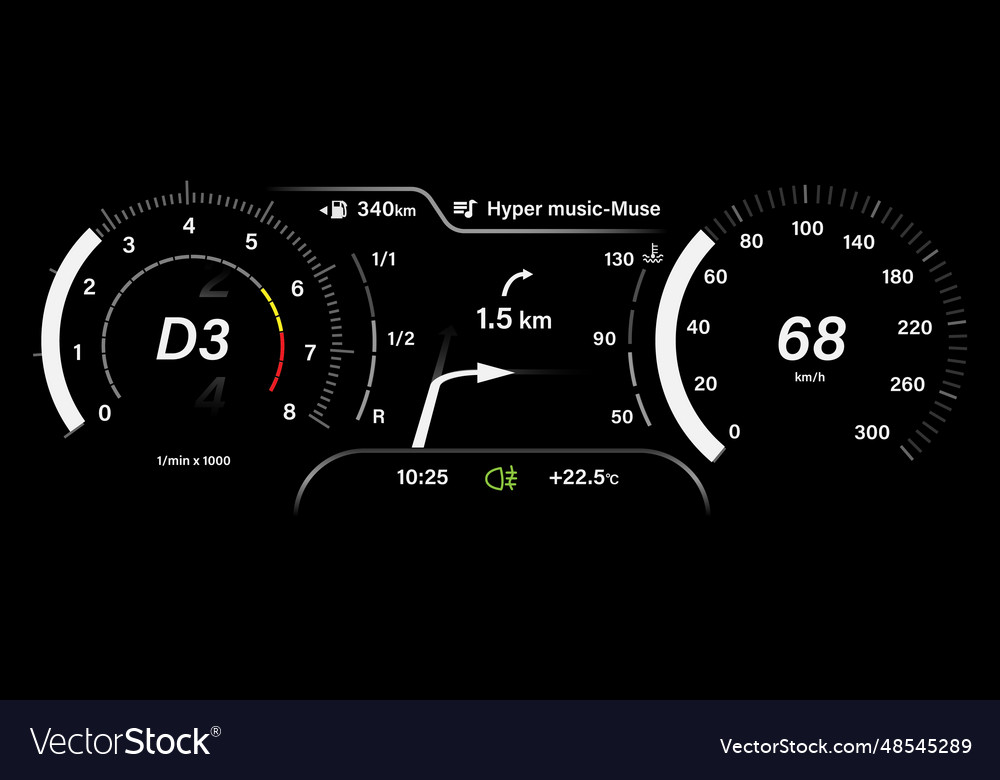 Car dashboard speedmeter technology design modern