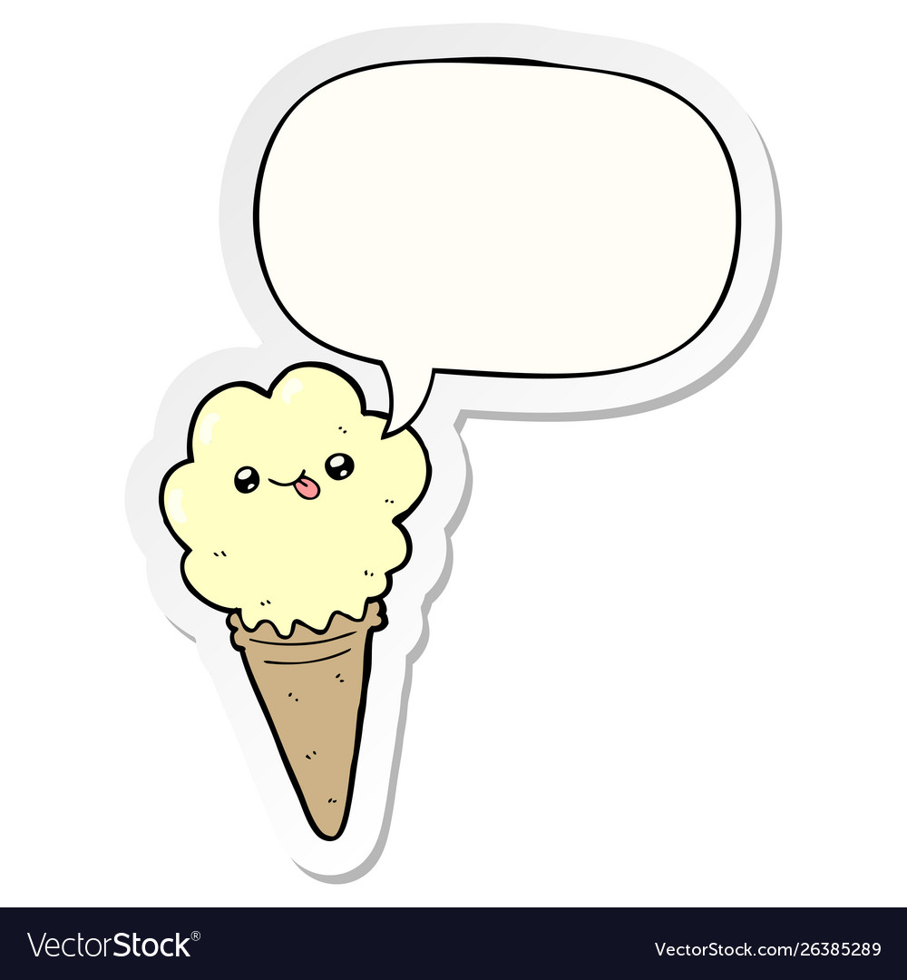 Cartoon ice cream and speech bubble sticker