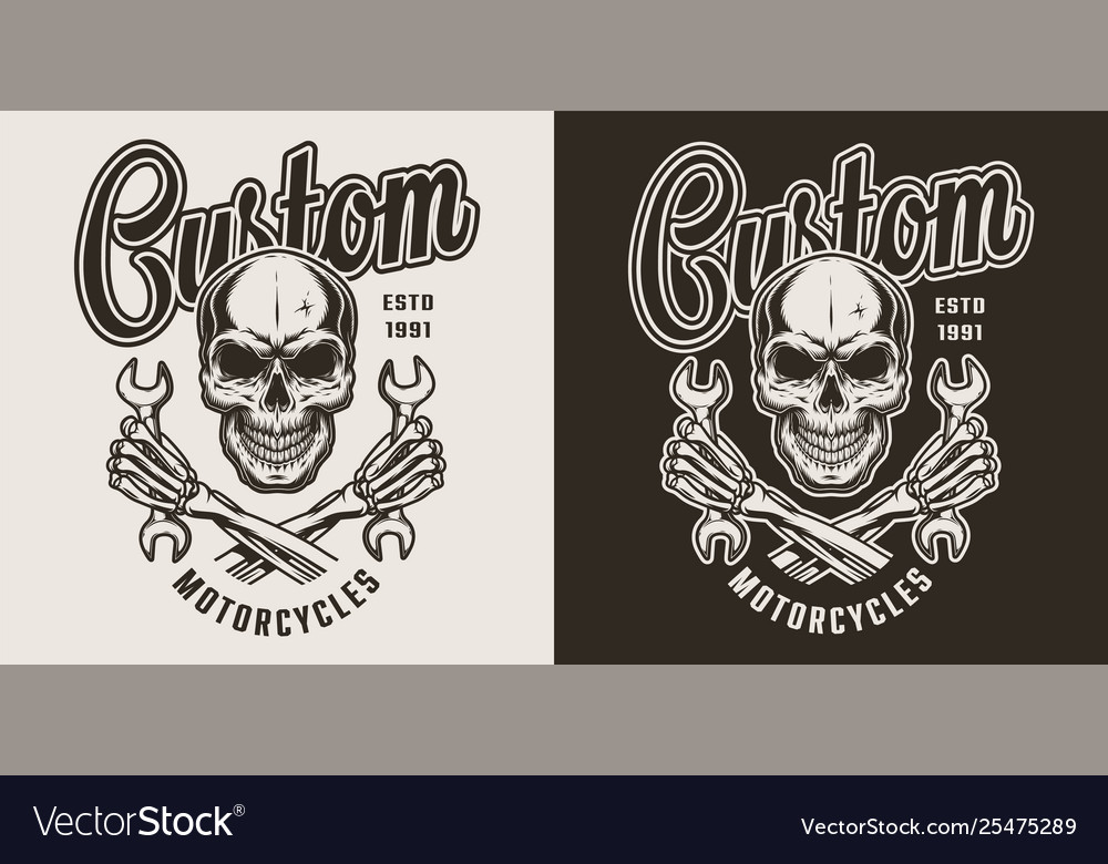 Custom motorcycle monochrome label Royalty Free Vector Image