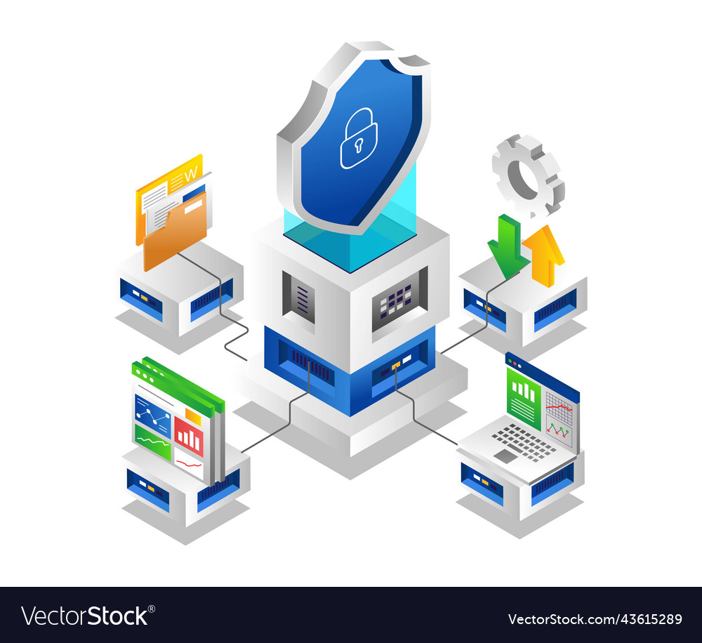 Data security technology cloud server network vector image Data security technology cloud server network