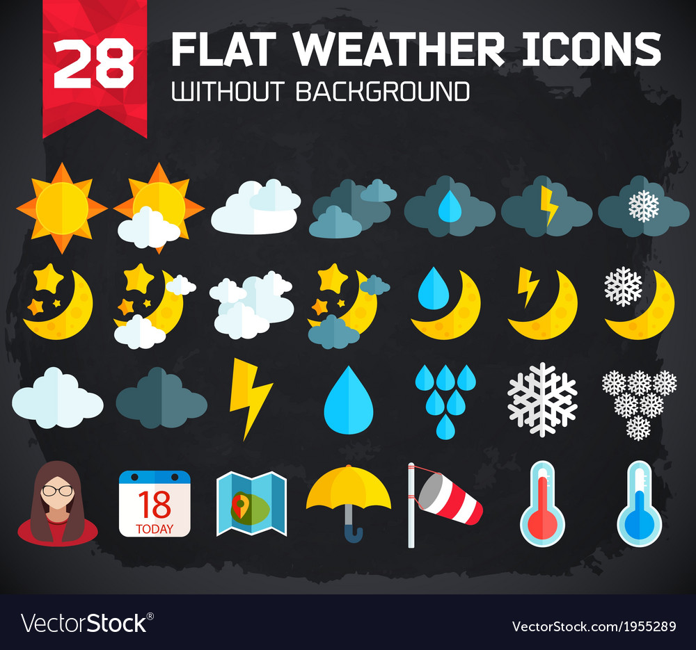 Flat weather icons set for web and mobile