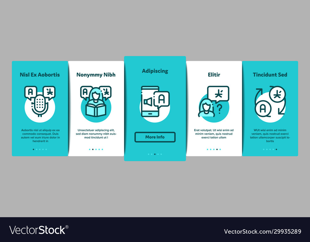 Interpreter translator onboarding elements icons vector image Interpreter translator onboarding elements icons