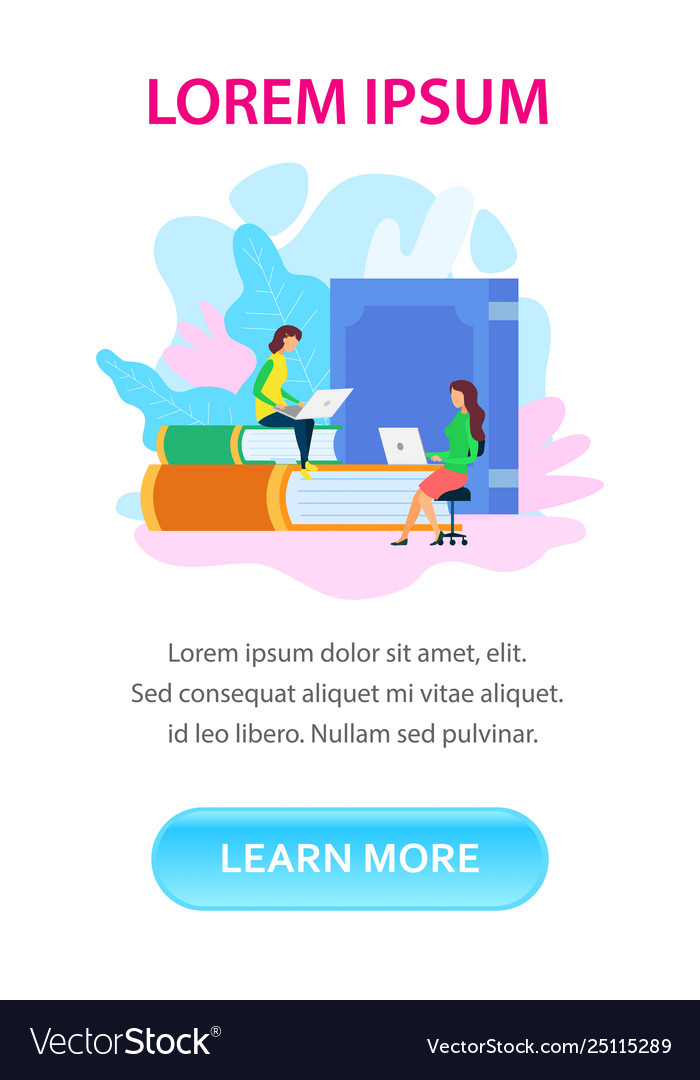 Library public access landing page color template vector image Library public access landing page color template