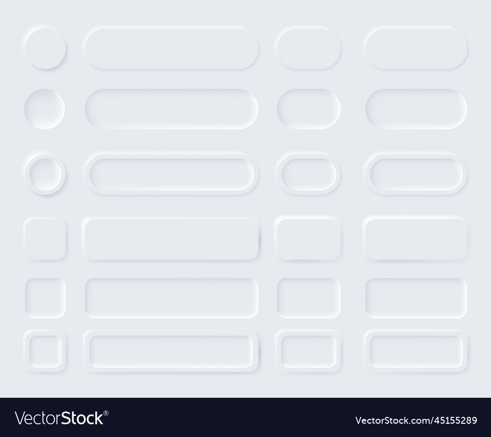 Neumorphic buttons editable set simple trendy vector image Neumorphic buttons editable set simple trendy