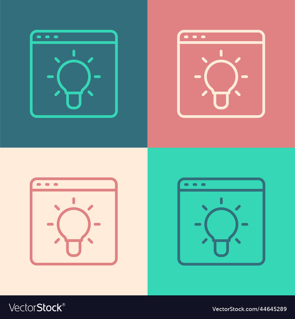 Pop art line browser window icon isolated on color vector image Pop art line browser window icon isolated on color