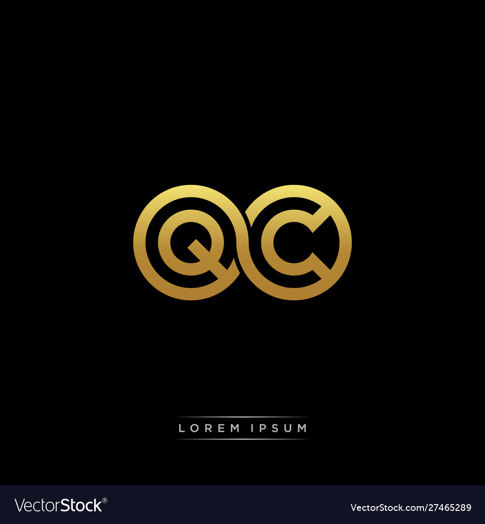 Qc initial letter linked circle capital monogram