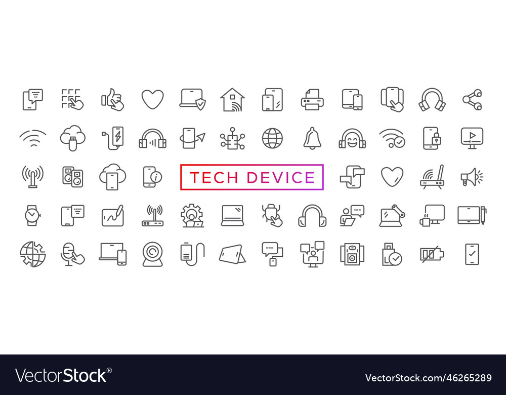 Tech device thin lines flat icon solid