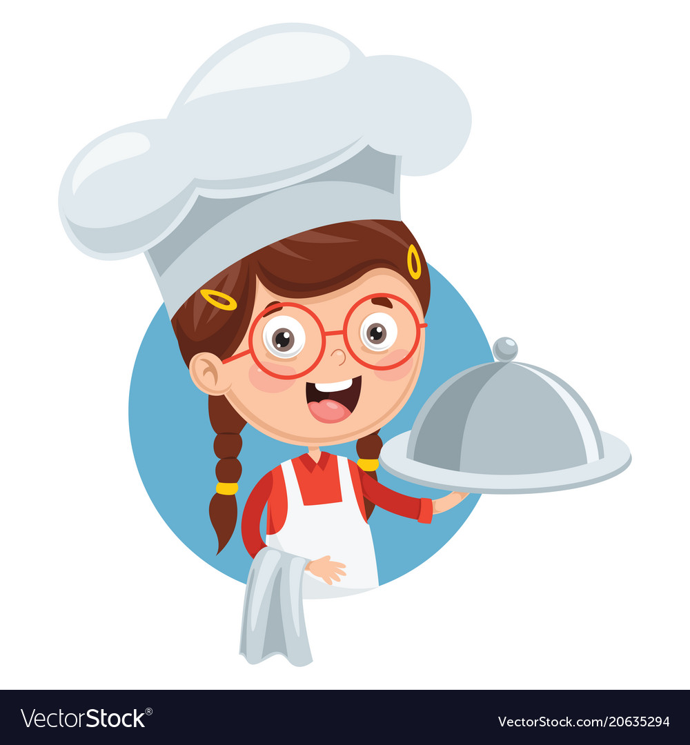 Cute little chef bringing the dishes Royalty Free Vector