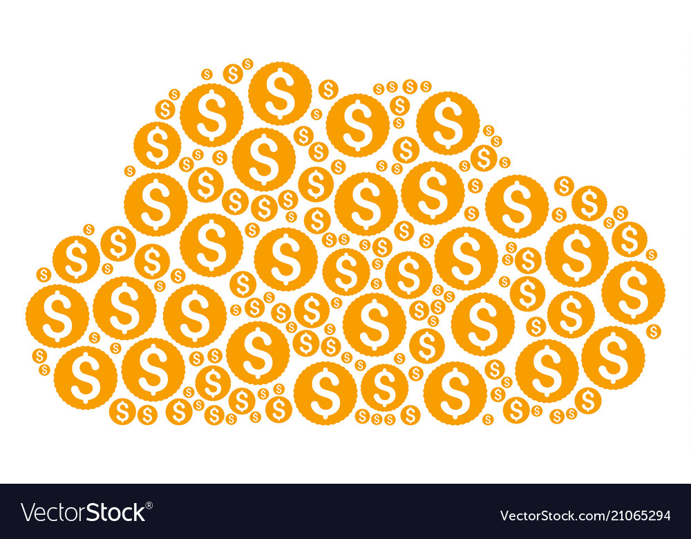 Cloud mosaic of dollar coin icons