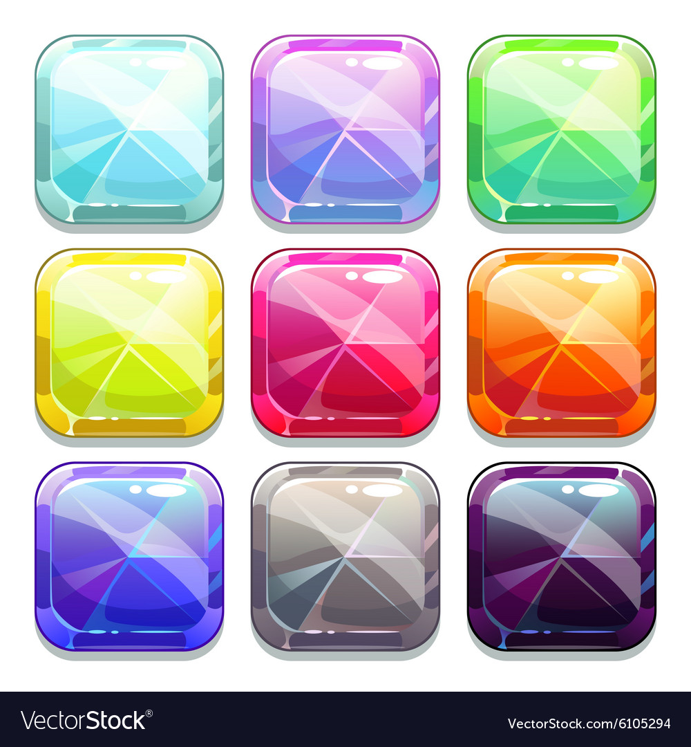 Colorful crystal square buttons Royalty Free Vector Image