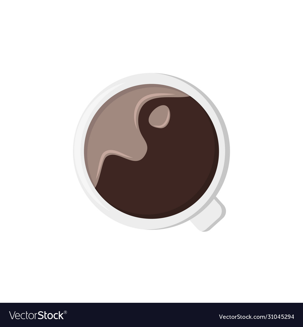 Cup coffee top view in flat style