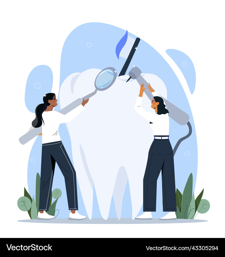 Dentists with tooth Royalty Free Vector Image - VectorStock