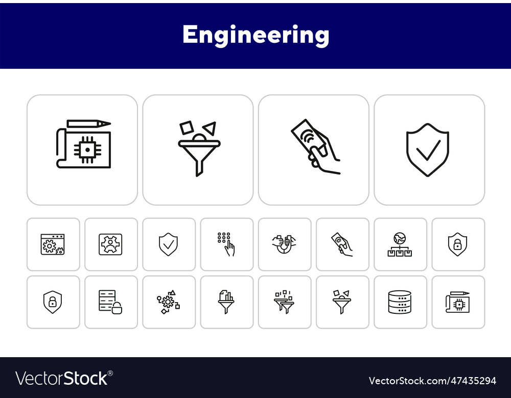 Engineering line icon set vector image Engineering line icon set