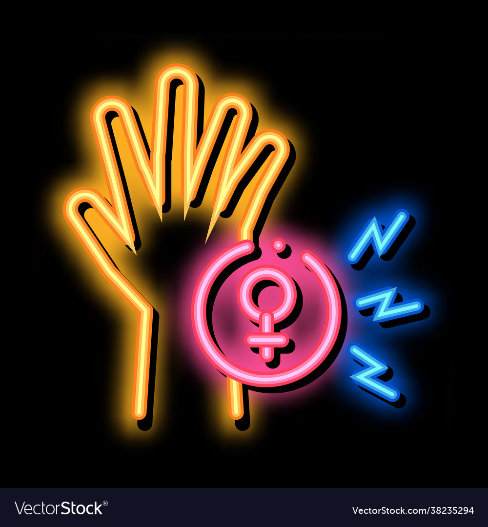 Female hand neon glow icon Royalty Free Vector Image