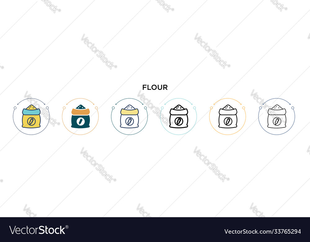 Flour icon in filled thin line outline and stroke