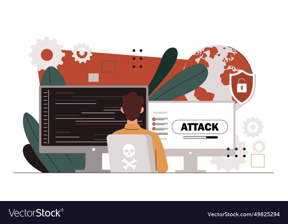 Man with cyber attack vector image Man with cyber attack