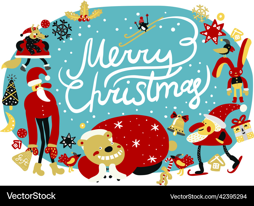 Merry christmas composition Royalty Free Vector Image