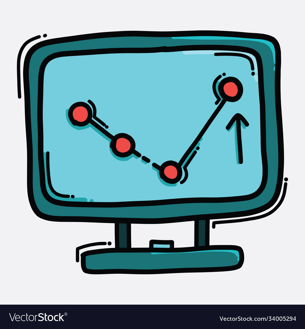 Monitor graph color icon drawing sketch hand