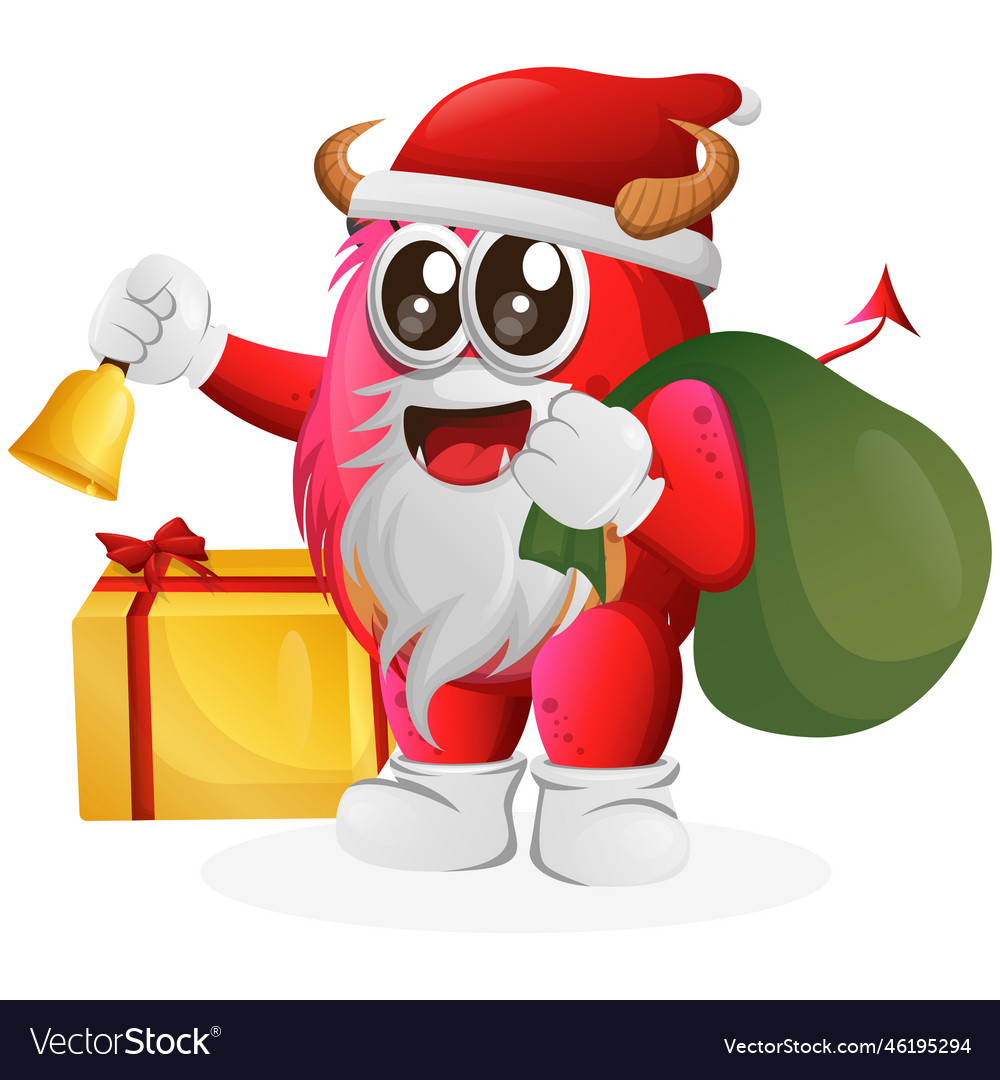 Red monster santa claus christmas Royalty Free Vector Image