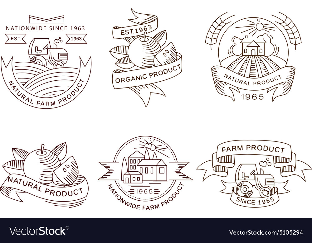 Retro farm fresh labels badges and design