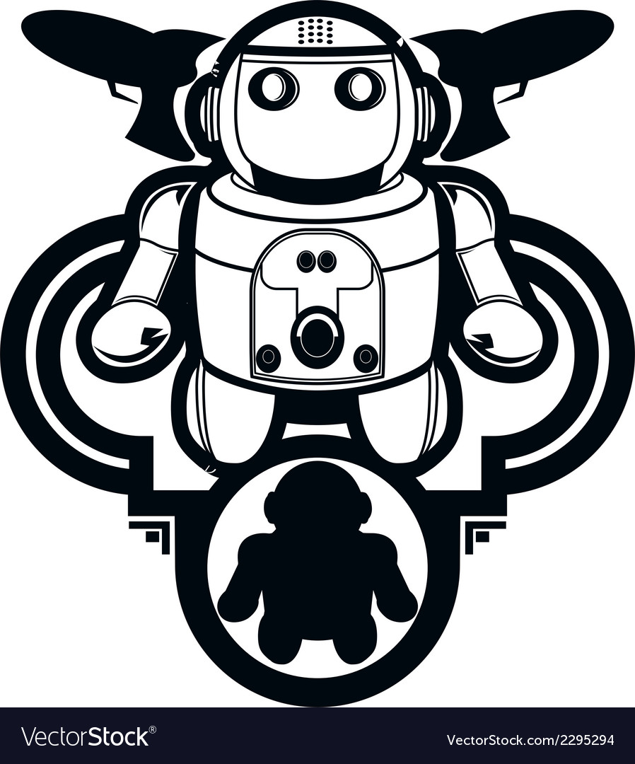 Retro Robot Silhouette
