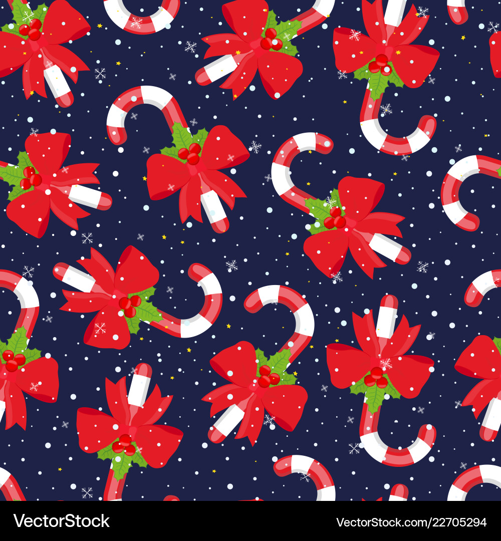 Seamless pattern christmas sugar cane Royalty Free Vector