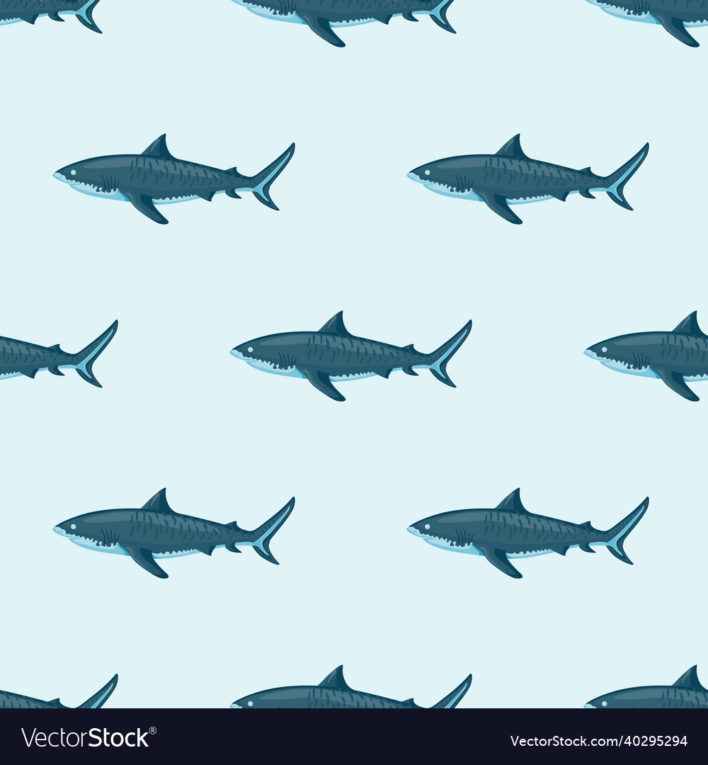 Seamless pattern tiger shark light background