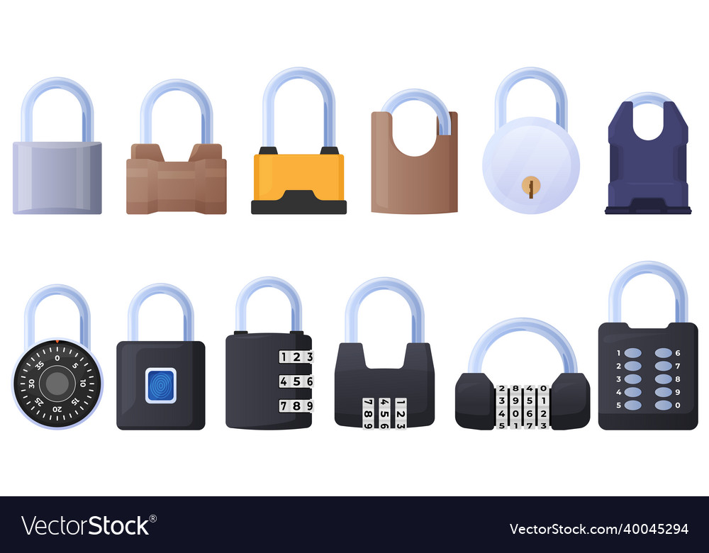 Set of different locks code lock protect your vector image Set of different locks code lock protect your