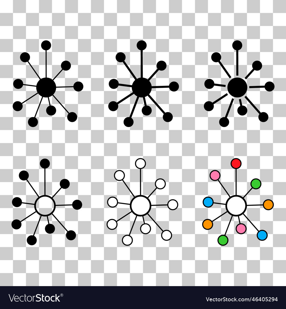 Set of hub flat network icon connect structure vector image Set of hub flat network icon connect structure