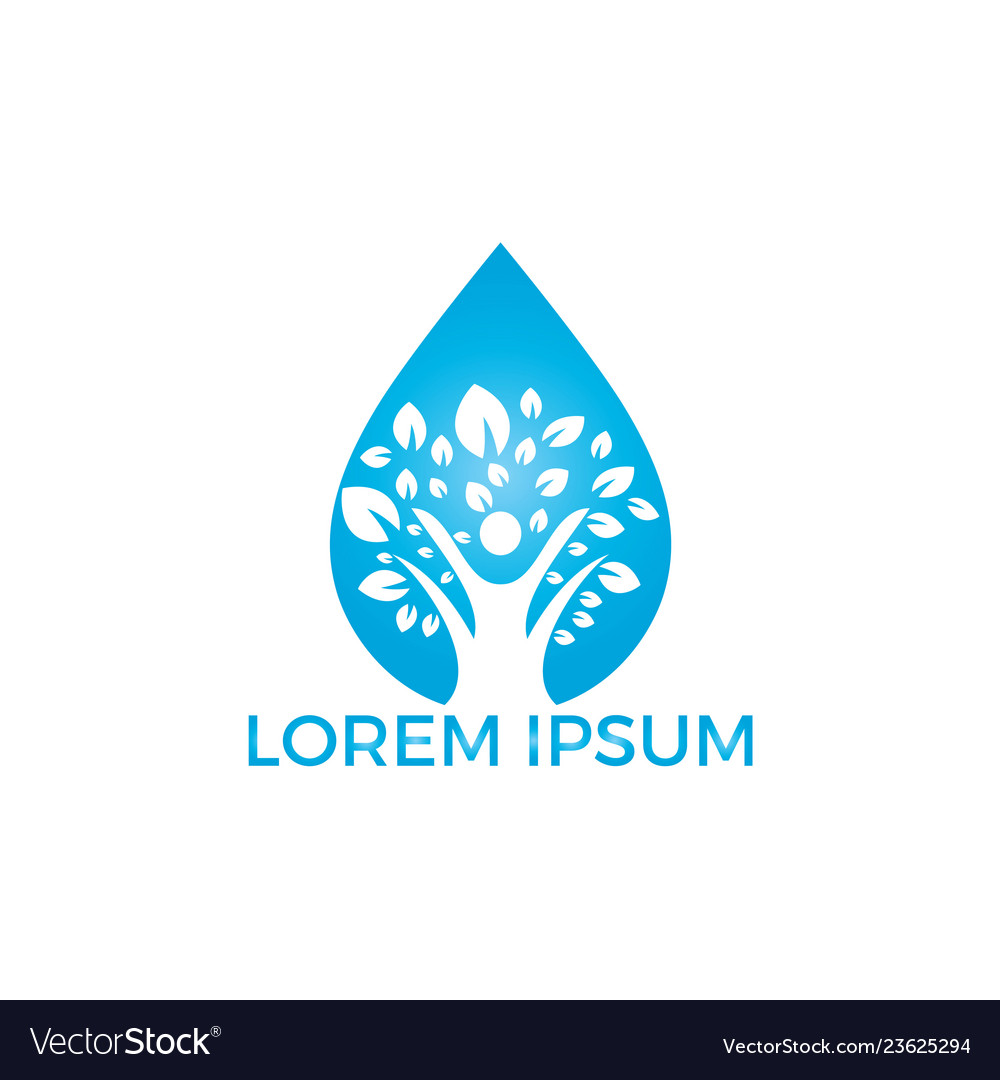 Water drop with human tree icon logo design