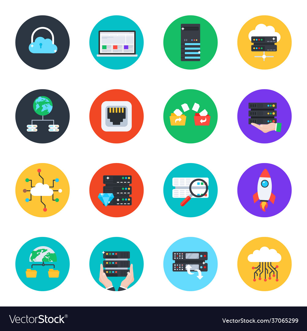 Big data icons in modern flat rounded style Vector Image