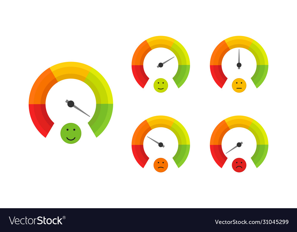 Good quality smile face color speedometer set Vector Image