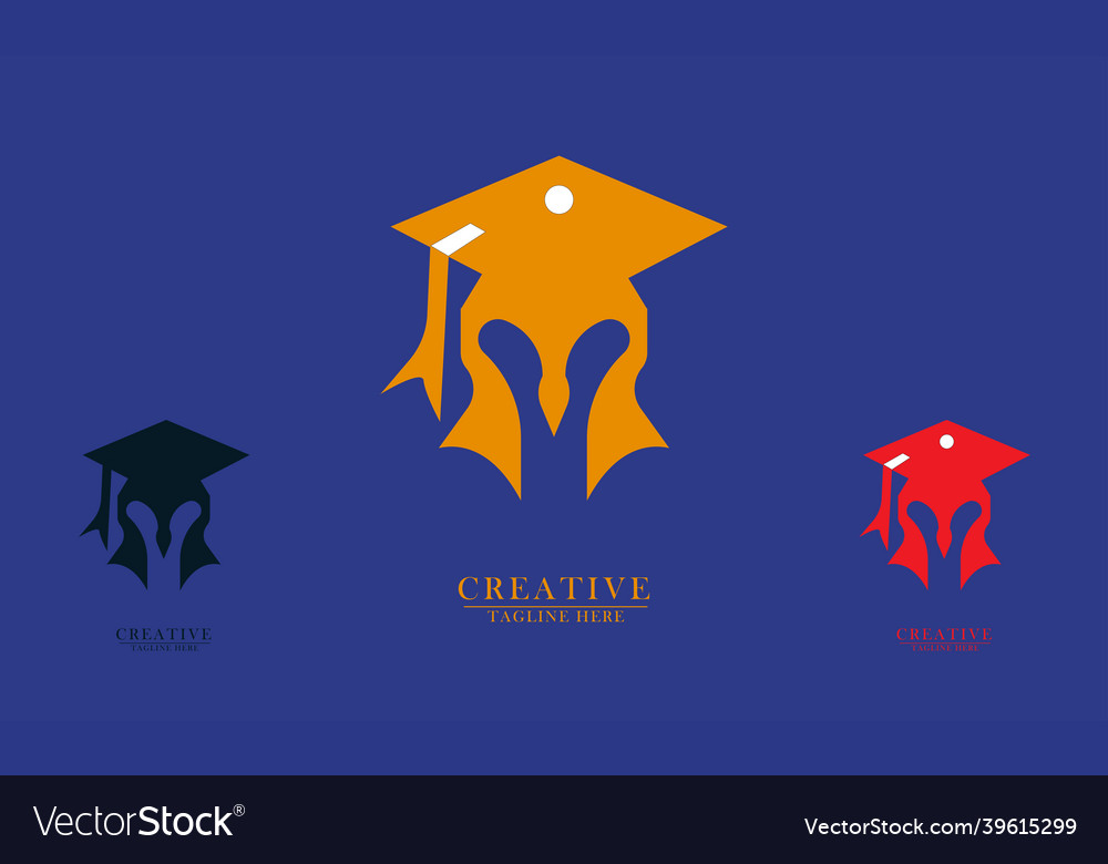 Graduation cap and spartan helmet education logo Vector Image