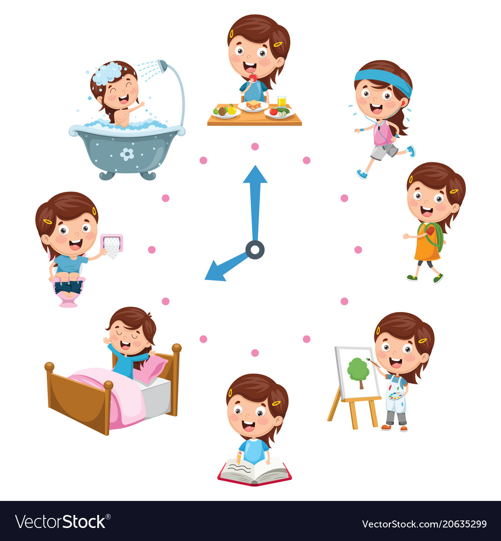 Illustration Of Kids Daily Routine Activities Vector Premium Dow ...