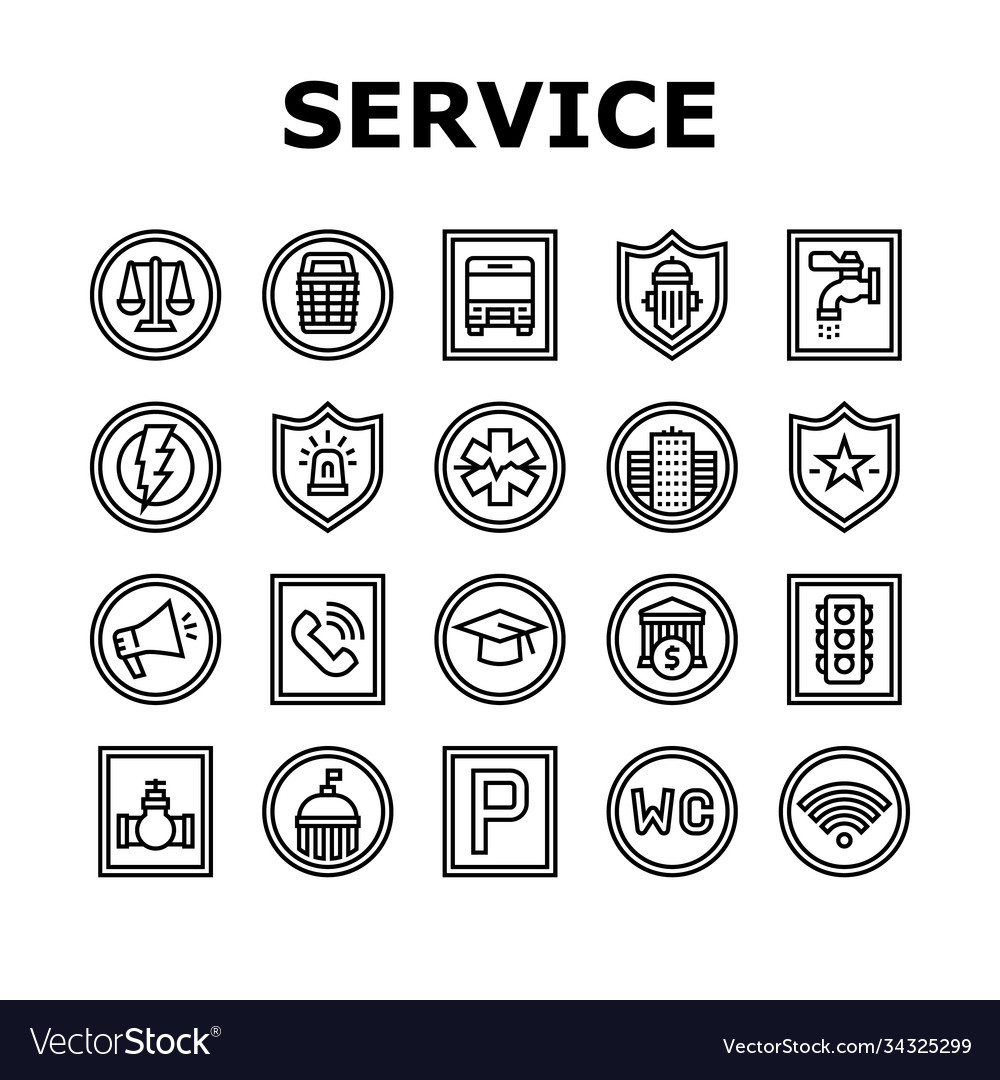 Public service signs collection icons set