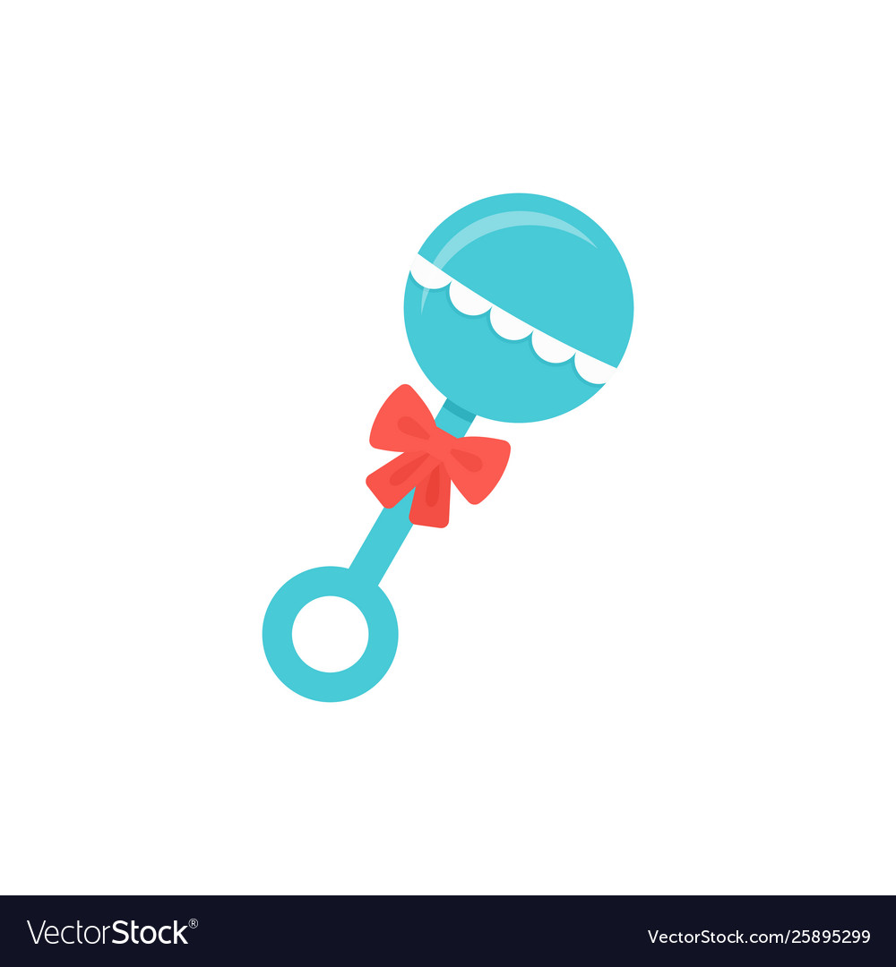 Rattle baby toy in flat design cartoon Royalty Free Vector