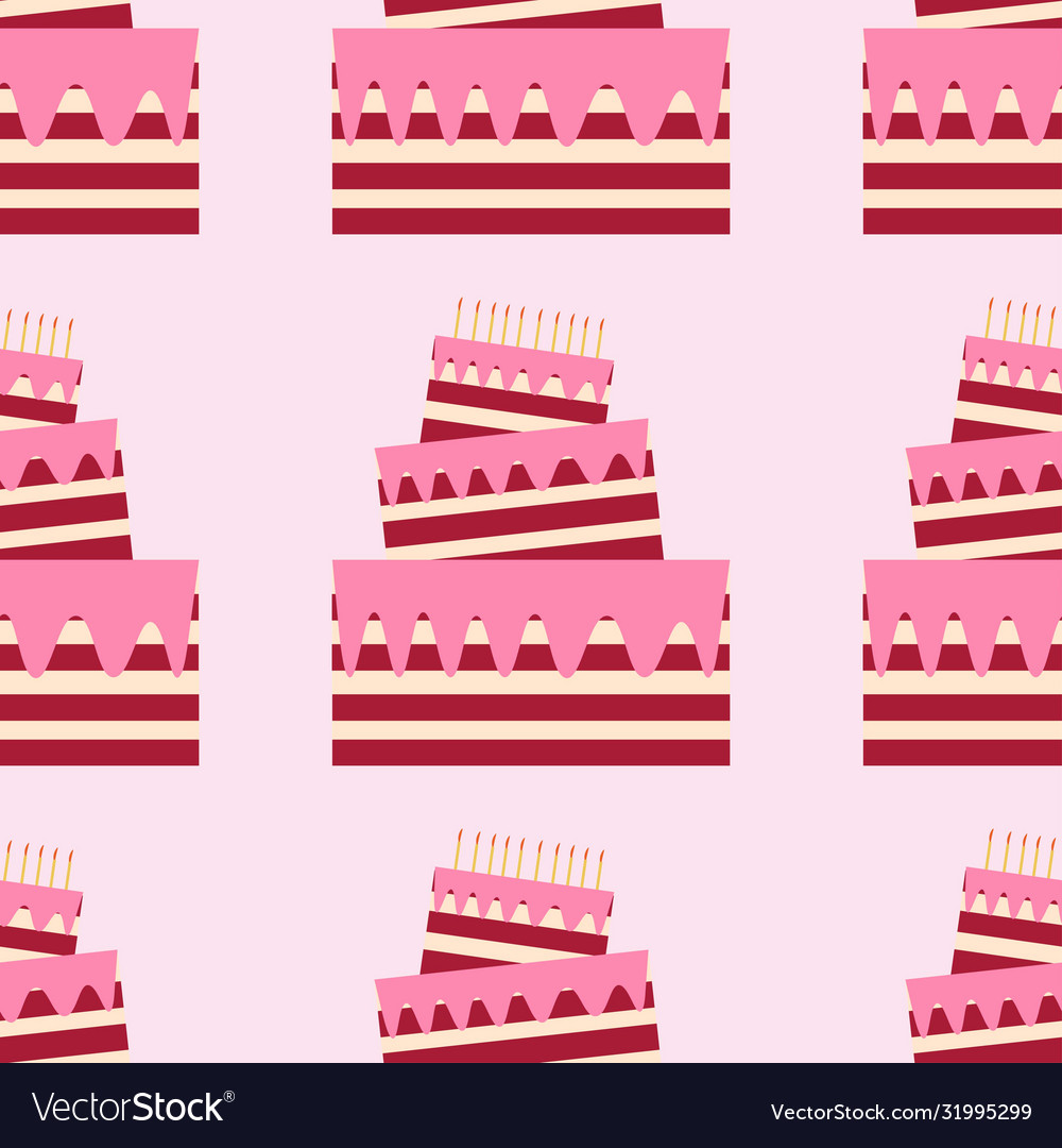 Seamless pattern background with cake template vector image Seamless pattern background with cake template