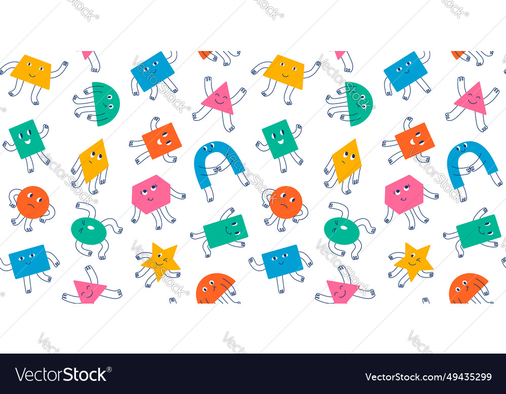 Seamless pattern different funky colorful basic vector image Seamless pattern different funky colorful basic