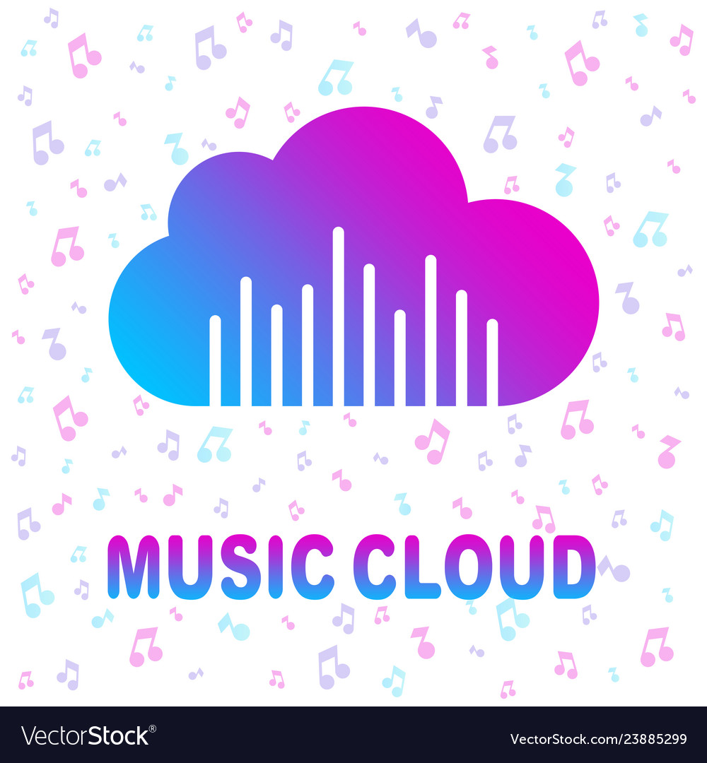 Simple icon with cloud and sound equalizer wave