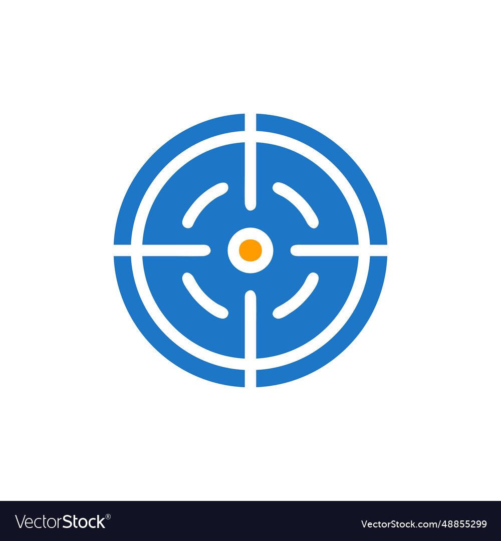 Target icon solid blue orange colour military