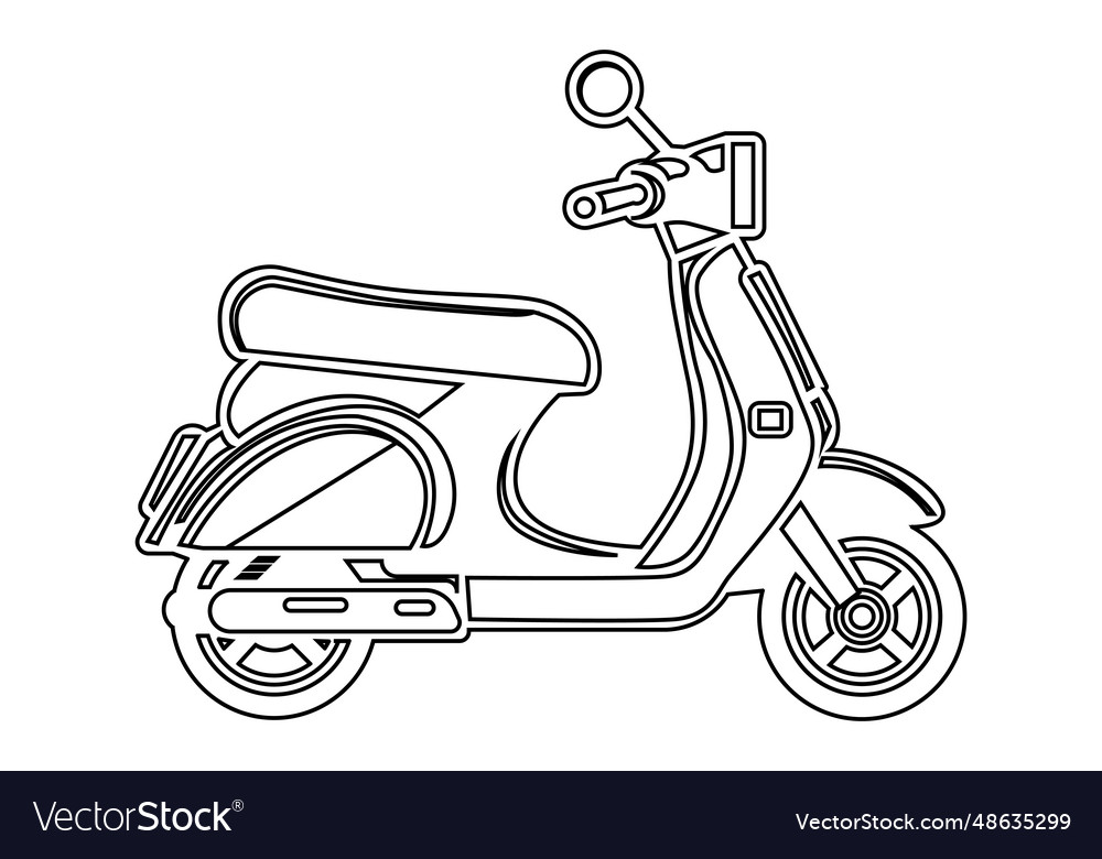 Vintage scooter outline Royalty Free Vector Image