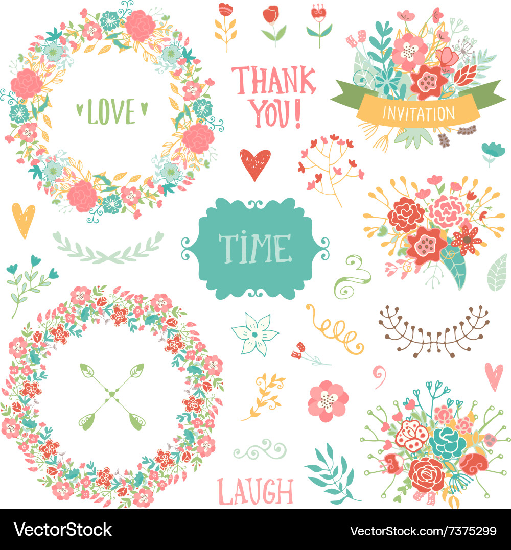Wedding vintage elements collection Royalty Free Vector