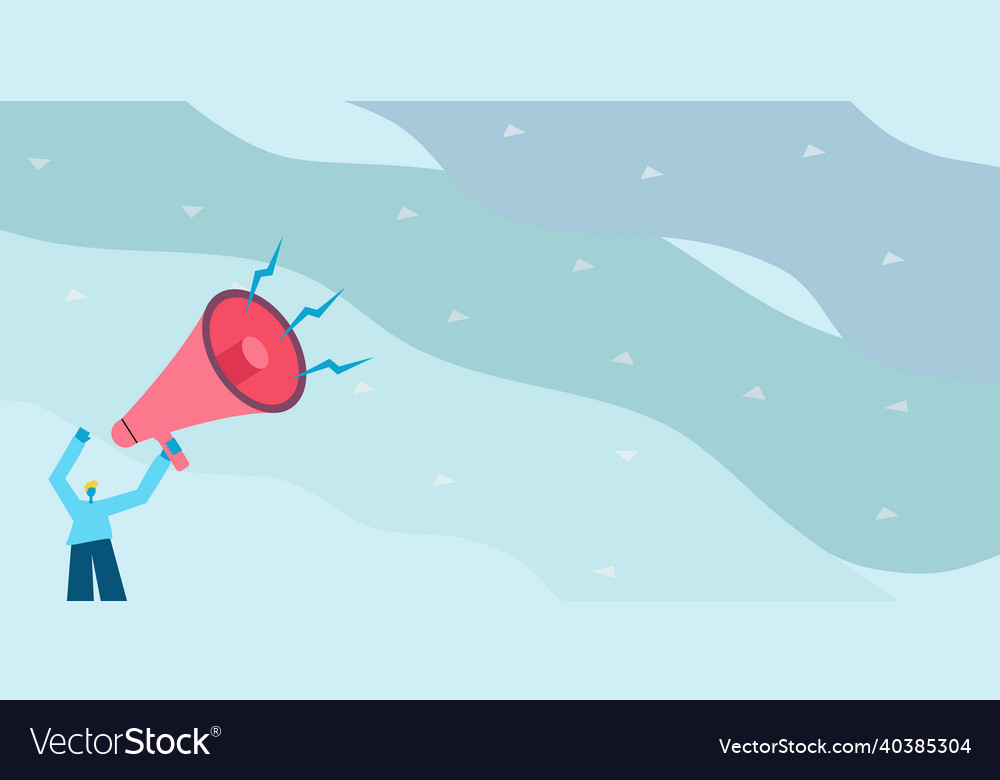 A man pointing away holding megaphone making new Vector Image