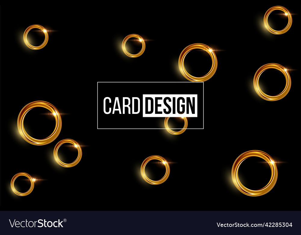 Card design template shiny golden rings