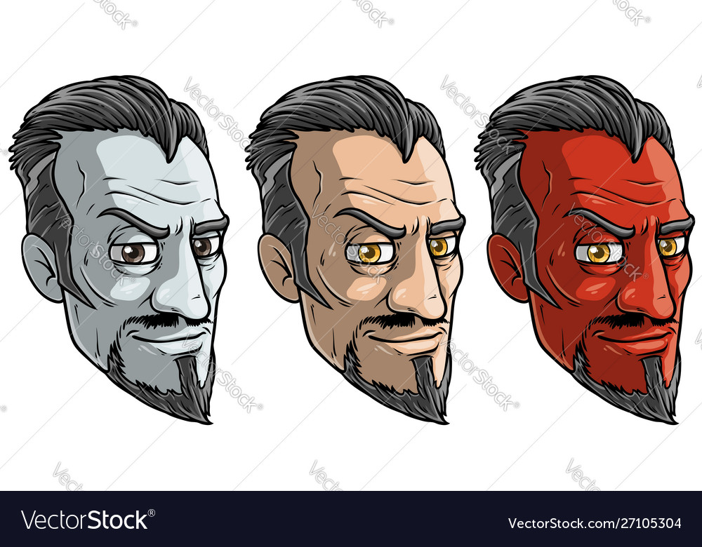 Cartoon sly red and pale devil man with beard Vector Image