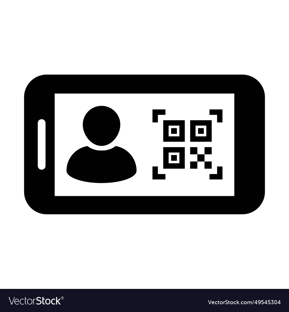 Digital id icon avatar with qr code vector image Digital id icon avatar with qr code