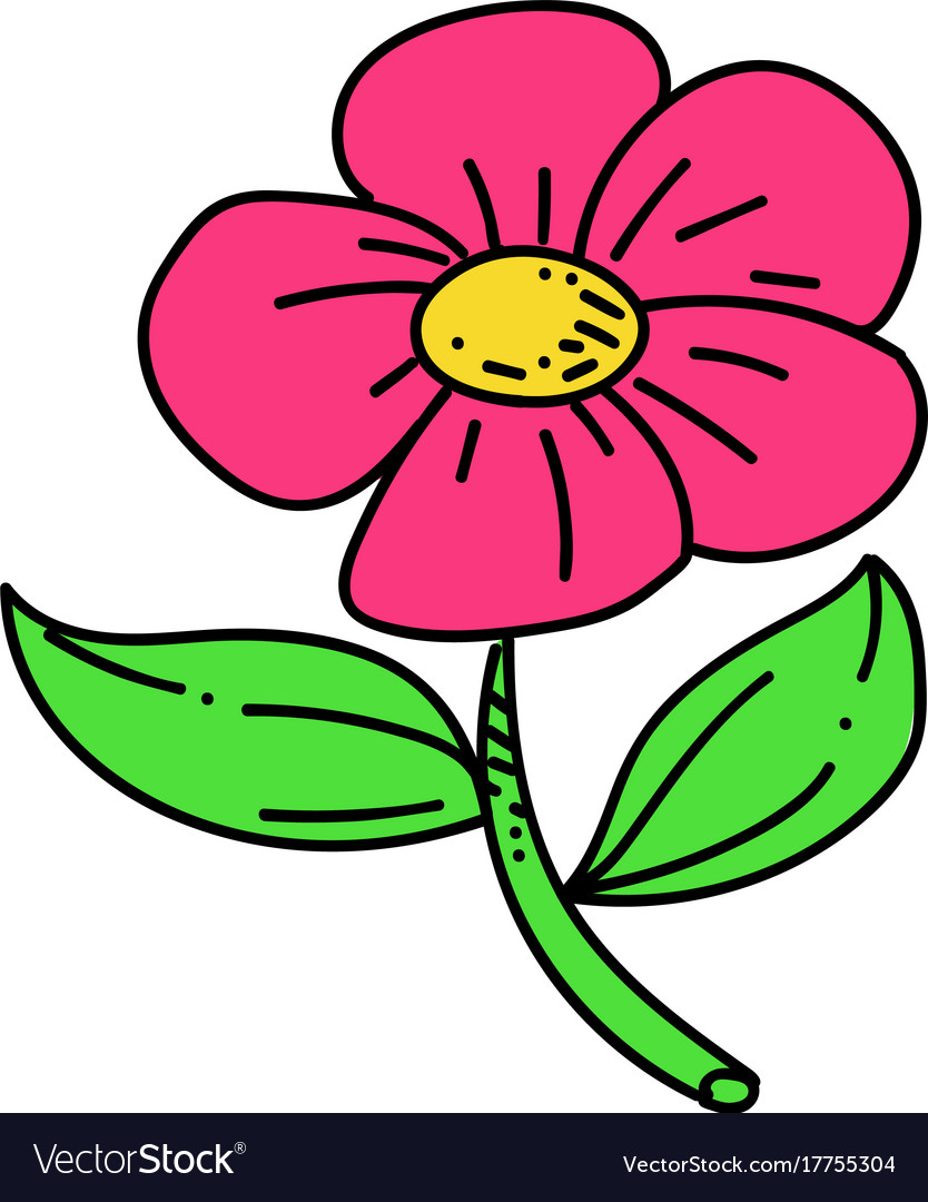 Flower Cartoon Hand Drawn Image Royalty Free Vector Image